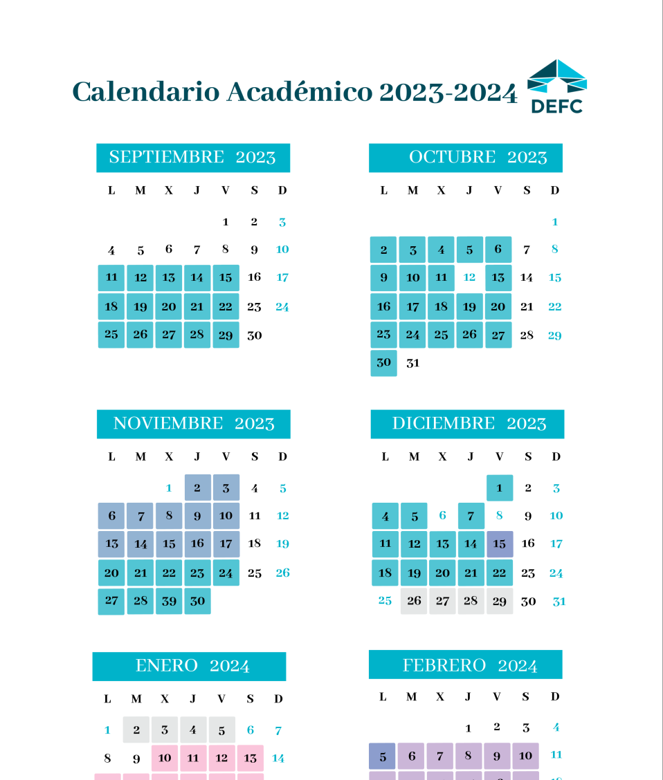 Calendario académico del curso 2023-2025  Delegación de Estudiantes de la Facultad de Ciencias