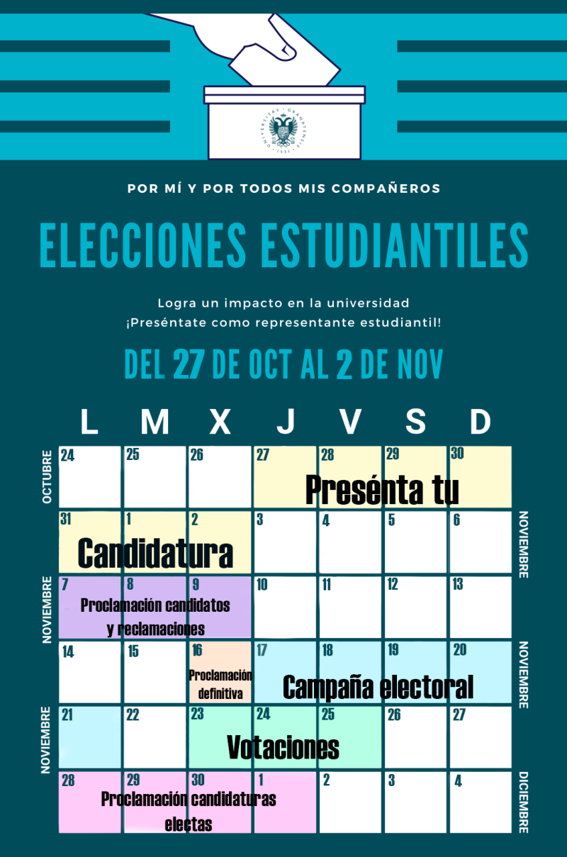 Cartel con calendario electoral animando a presentarse