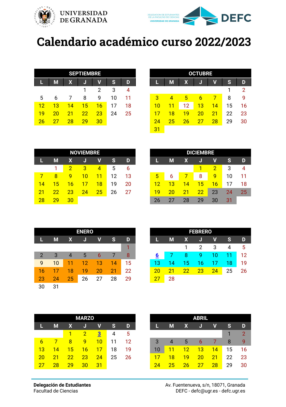 Captura del calendario