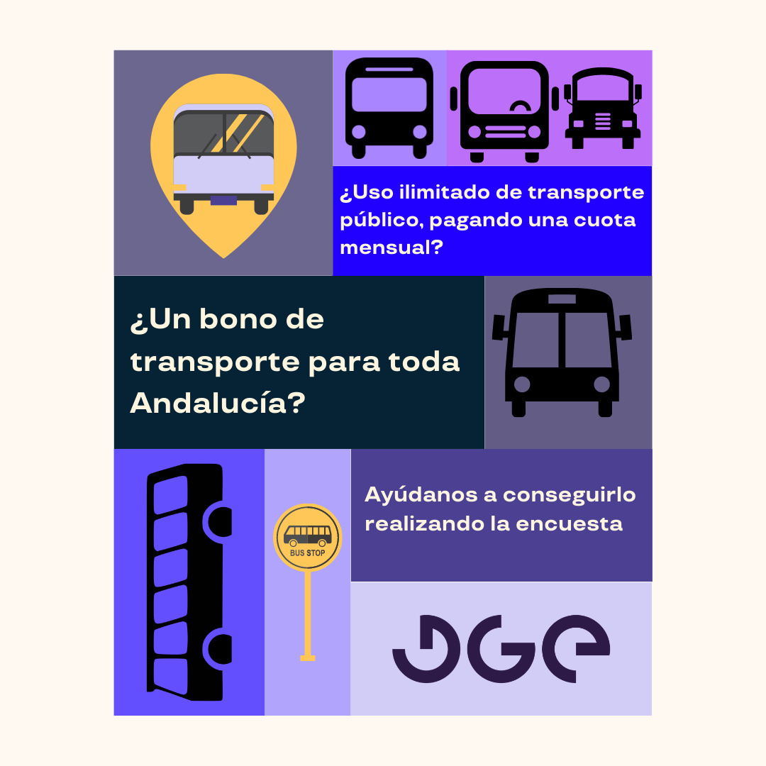 Cartel con autobuses, coches y metros